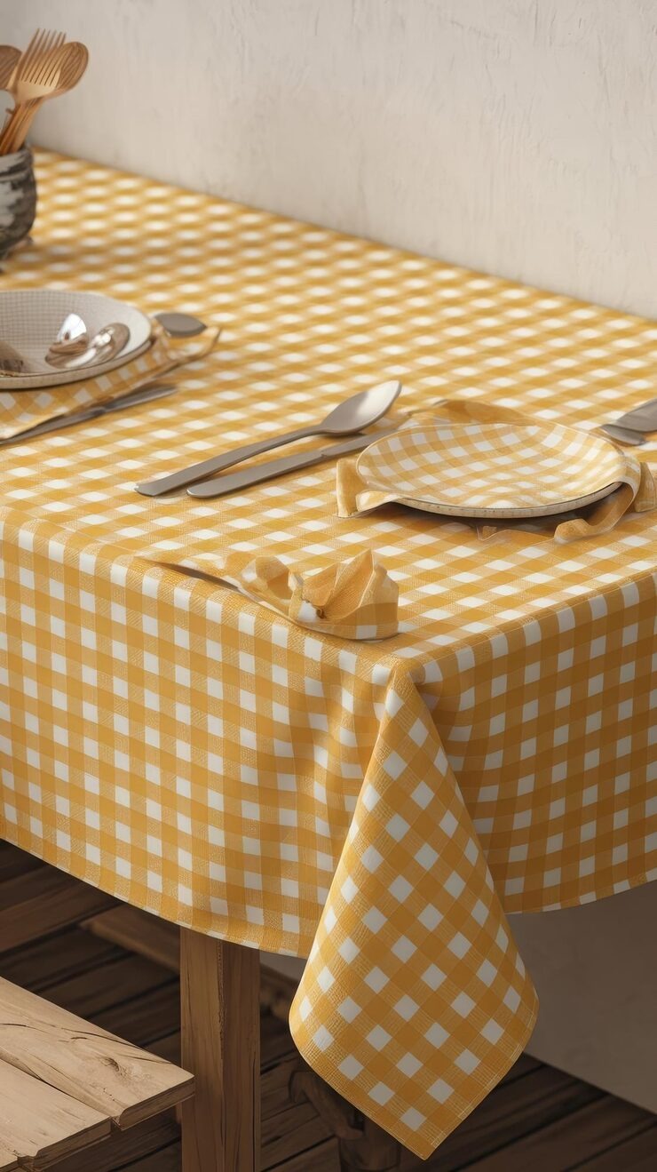 Table Covers Cloth Yellow Gingham Pattern 2 by Orient Uniforms for customers in Dubai, Abu Dhabi, Sharjah, Ajman and across the UAE